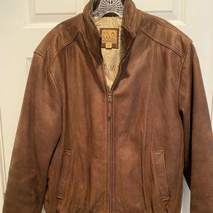 Jos. A. Bank Brown Leather Bomber Jacket - Large